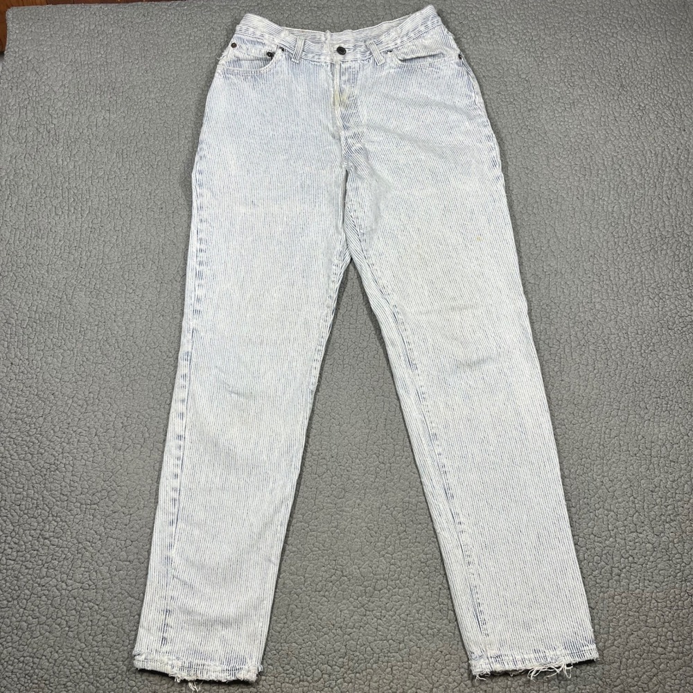 Levi 17501 Jeans Women 13 High Rise Hickory Stripe Blue Vintage 80s 90s